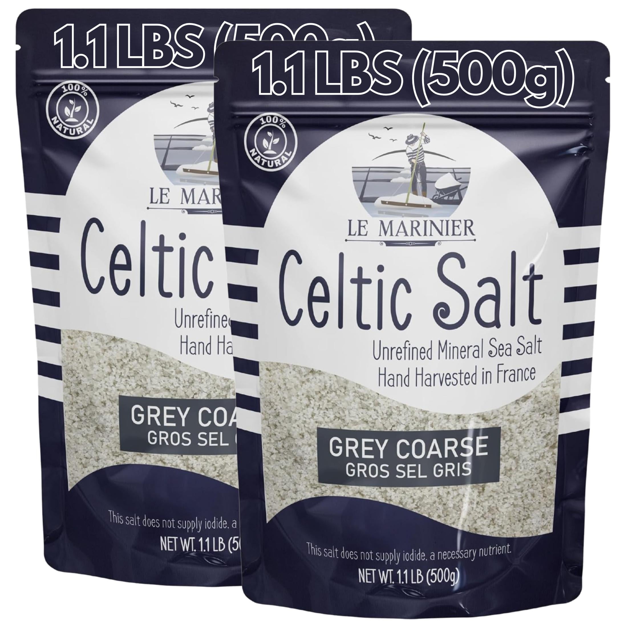 Sal Céltica Le Marinier Gris Gruesa 0.5 lb (8 oz) x2 Pack – Sal Marina Natural Gourmet