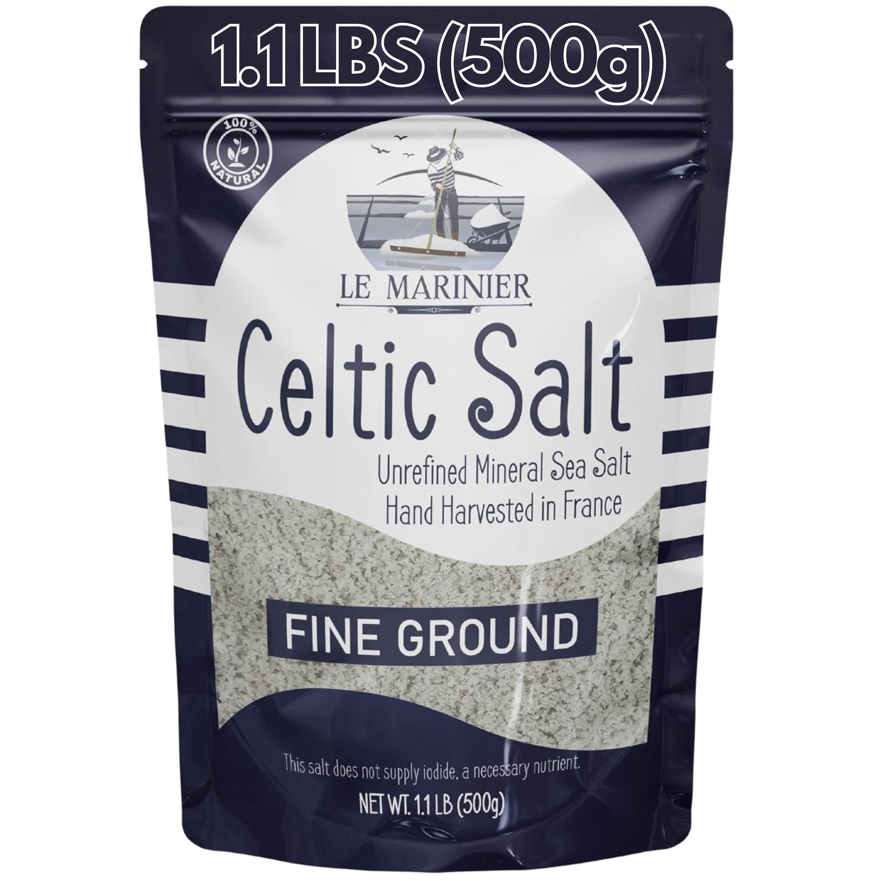 Sal Céltica Le Marinier Gris Fina 1.1 lb (18 oz) – Sal Marina Natural, Rica en Minerales, Sin Refinar