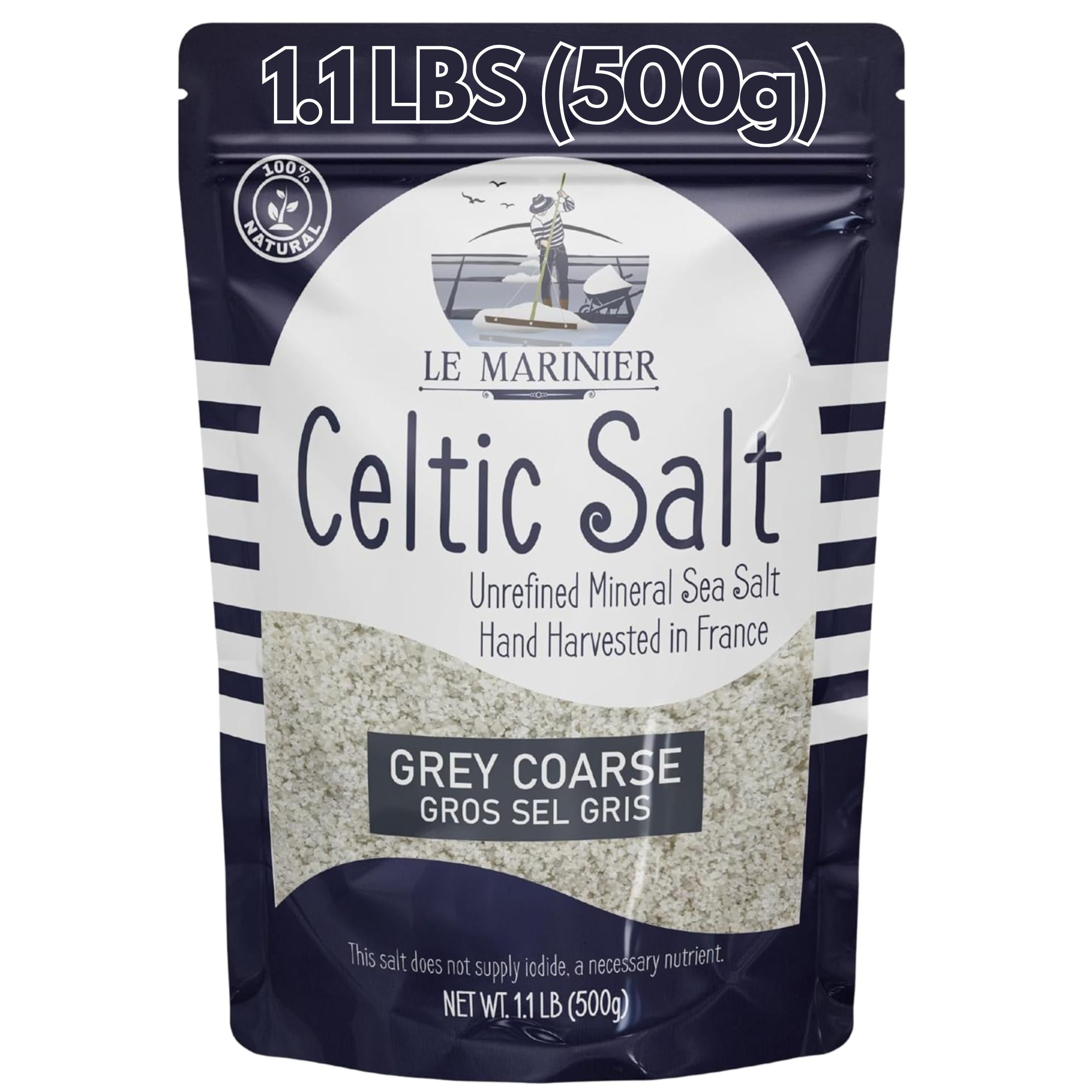 Sal Céltica Le Marinier Gris Gruesa 1.1 lb (18 oz) – Sal Marina Natural, Rica en Minerales, Sin Refinar