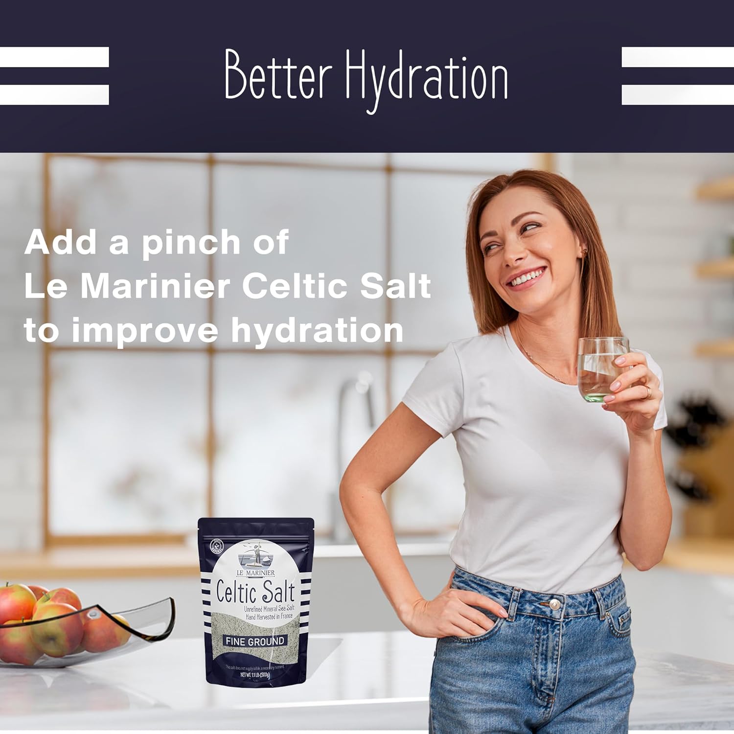 Sal Céltica Le Marinier Gris Gruesa 1.1 lb (18 oz) – Sal Marina Natural, Rica en Minerales, Sin Refinar