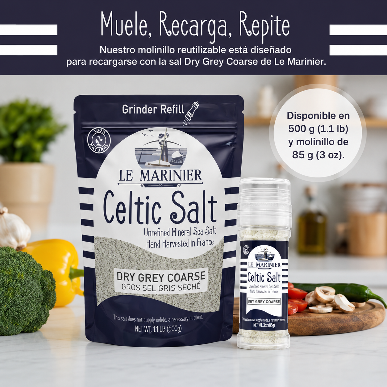 Sal Céltica Le Marinier Gris Seca Gruesa 1.1 lb (18 oz) – Sal Marina Natural